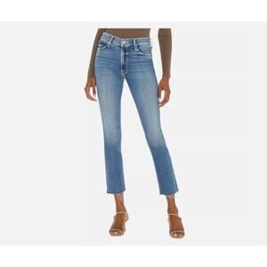 Mother Sz 25 The Mid Rise Dazzler Ankle Fray Jeans Riding The Cliffside Blue